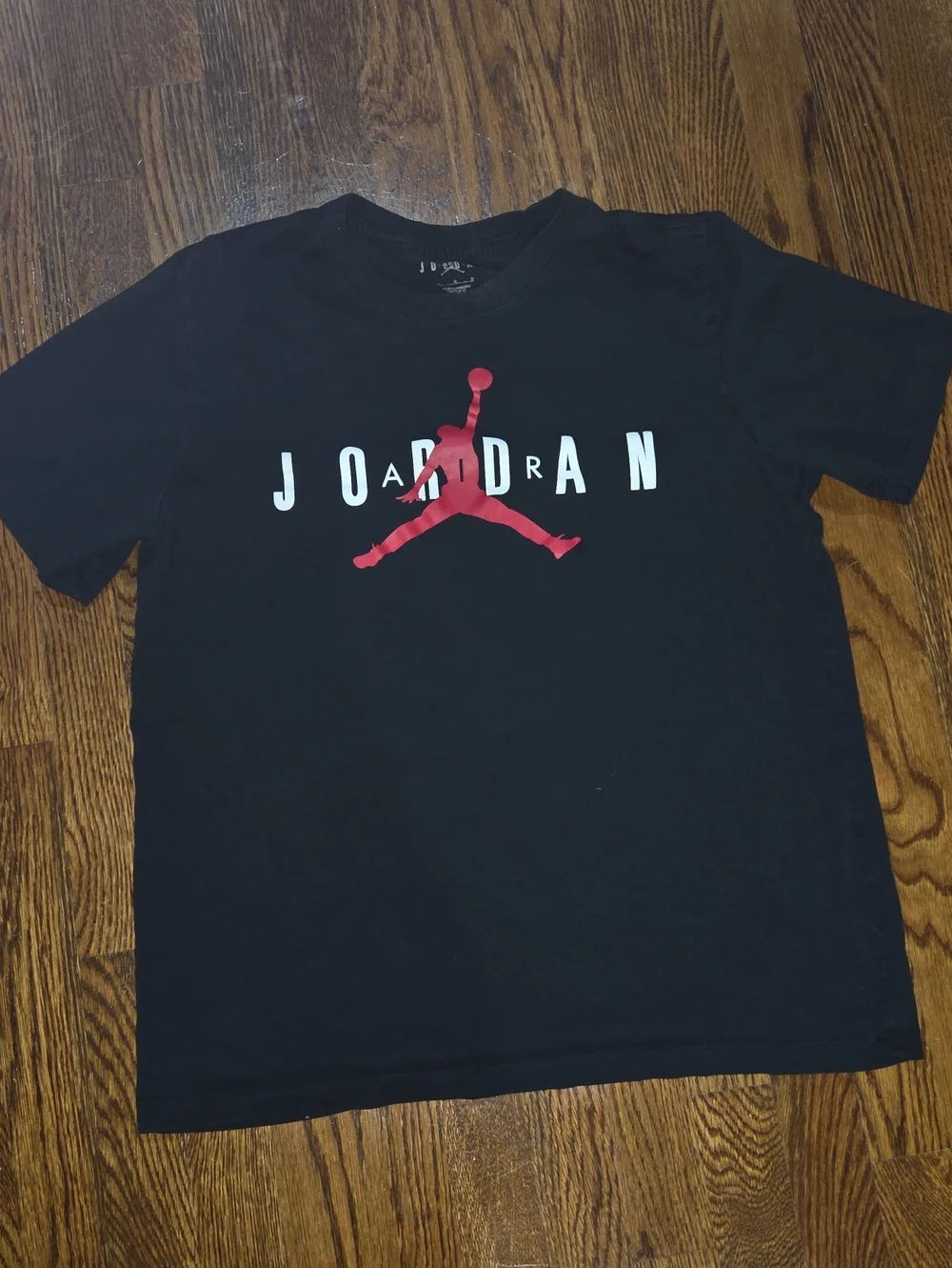 Jordan Black Short-Sleeve Tee with Red Jumpman and White Lettering